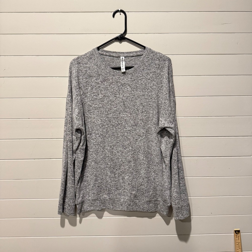 Athleta Purusha Crewneck Women S Gray Heathered Soft Knit Pullover Top 485949-00